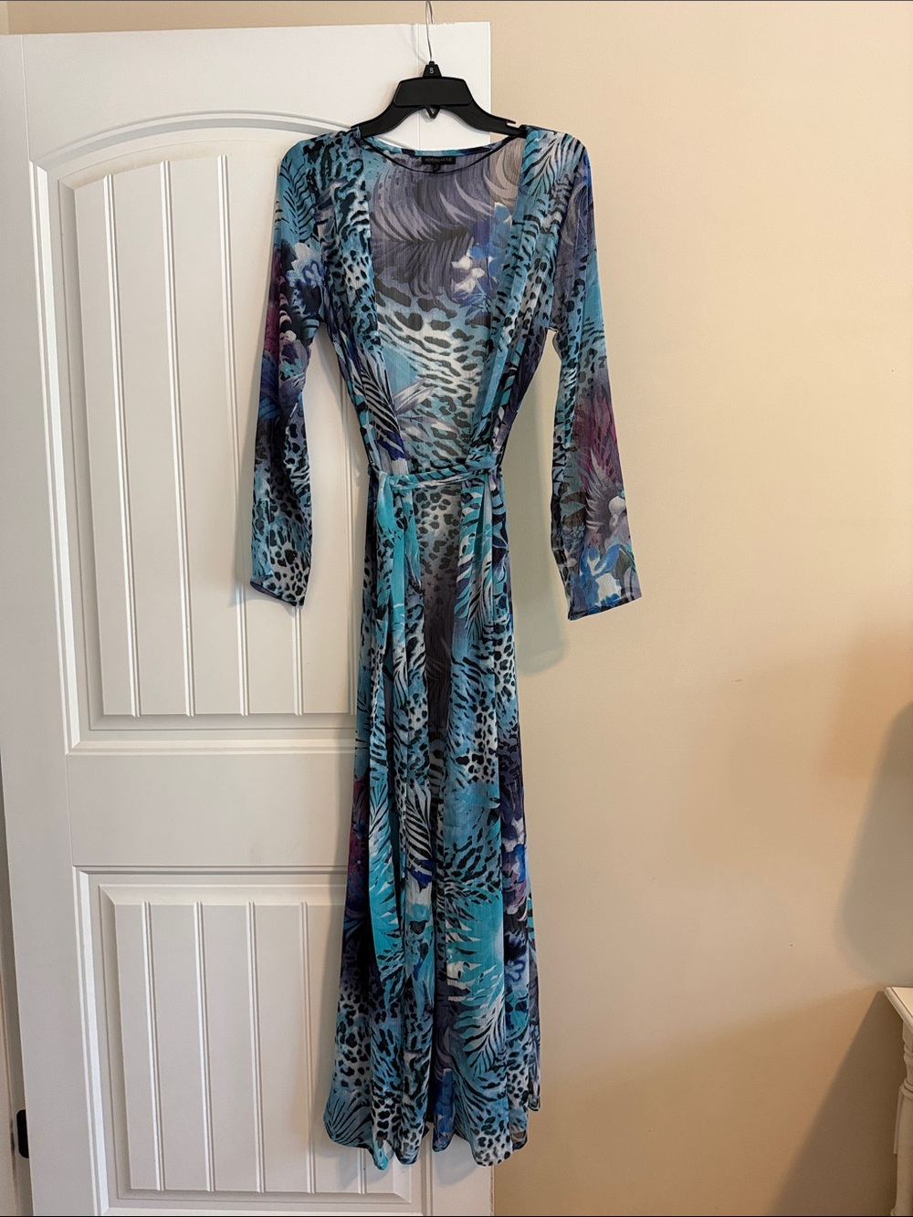 Roberto Cavalli Blue Multi-Print Long Wrap Coverup